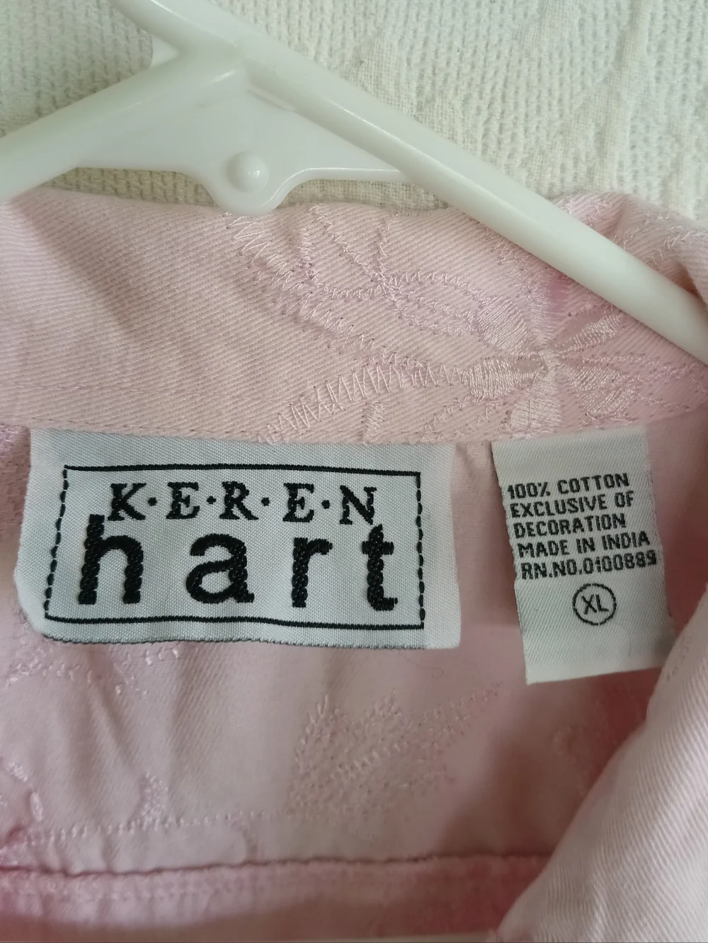 KEREN hart Light Pink Embroidered Jean Jacket Pastel Femme Floral Boho Western